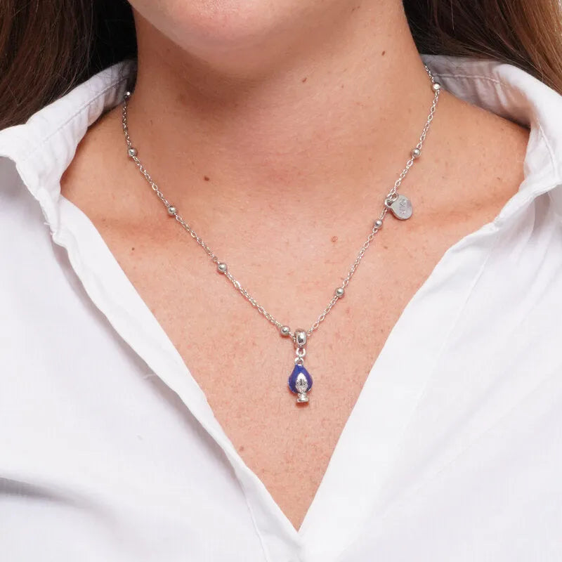Collana in Acciaio pumo portafortuna pugliese blu BYS - gioiello BySimon