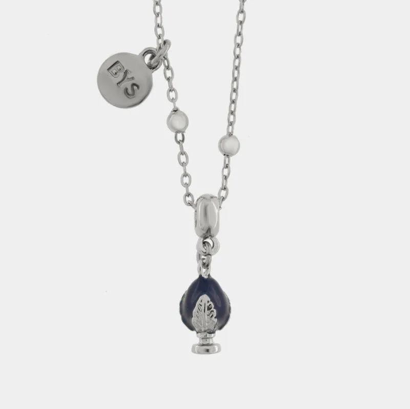 Collana in Acciaio pumo portafortuna pugliese blu BYS - gioiello BySimon