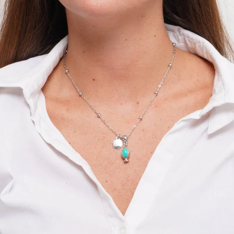 Collana in Acciaio pumo portafortuna pugliese verde BYS - gioiello BySimon