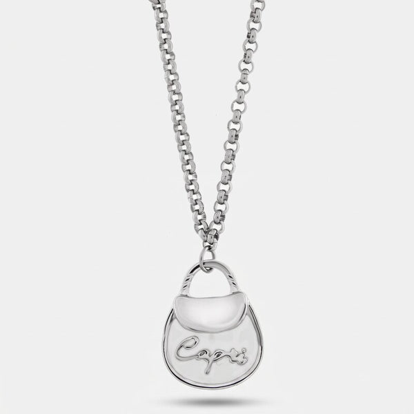 Collana in Acciaio con borsa bianca scritta Capri - BYSIMON gioielli