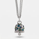 Collana in Acciaio Inossidabile campana pendente con cristalli bianchi e blu | gioielli in acciaio inossidabile | BYSIMON