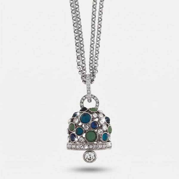 Collana in Acciaio Inossidabile campana pendente con cristalli bianchi e blu | gioielli in acciaio inossidabile | BYSIMON