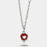Collana in Acciaio con campanella portafortuna rossa con cuore - BYSIMON gioielli