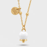 Collana in Acciaio con campanella portafortuna bianca e oro - BYSIMON gioielli