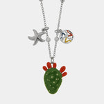 Collana in Acciaio con cactus pendente e charm siciliani - BYSIMON gioielli