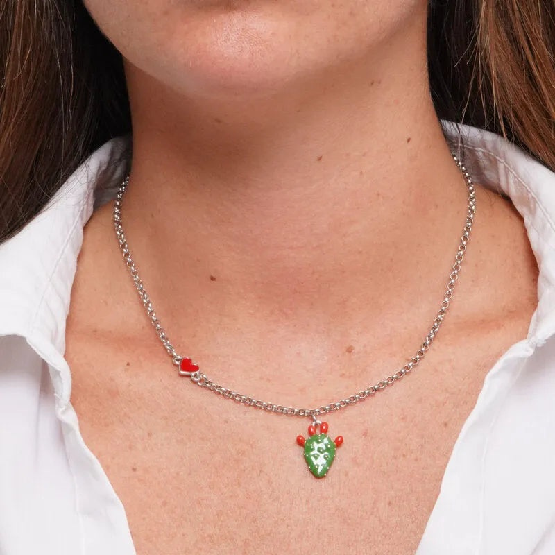 Collana in Acciaio con cactus pendente - BYSIMON gioielli