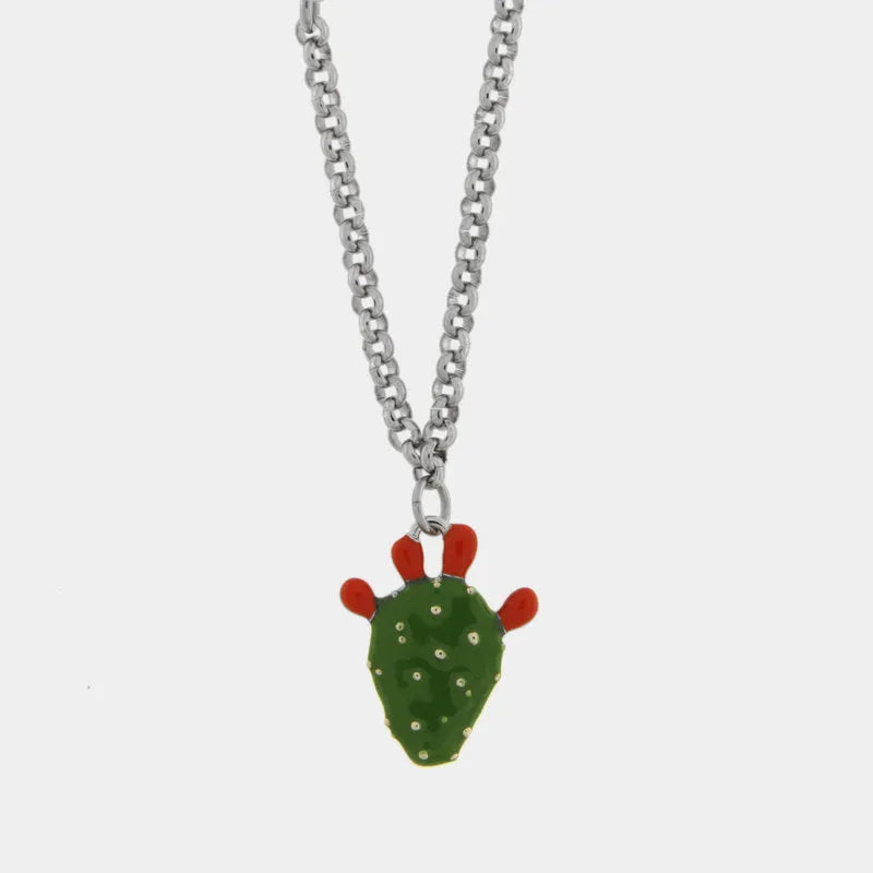 Collana in Acciaio con cactus pendente - BYSIMON gioielli