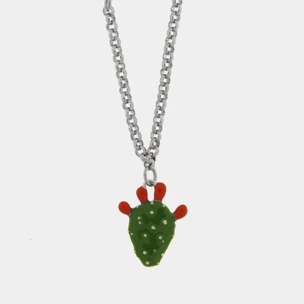 Collana in Acciaio con cactus pendente - BYSIMON gioielli