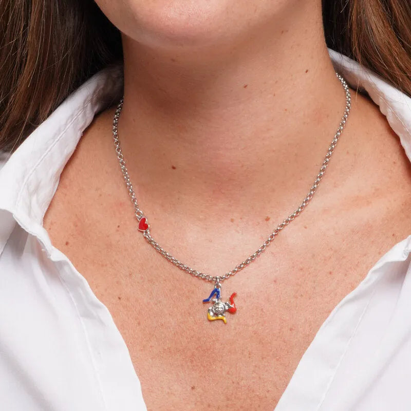 Collana in Acciaio trinacria pendente