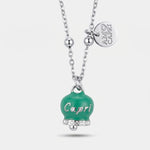 Collana in Acciaio Inossidabile campanella verde acqua con scritta Capri e zirconi | gioielli in acciaio inossidabile | BYSIMON