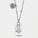 Collana in Acciaio con campanella portafortuna, impreziosita da cristalli - BYSIMON gioielli