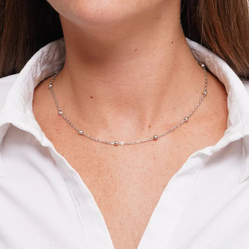 Collana in Acciaio Catena lunga con palline