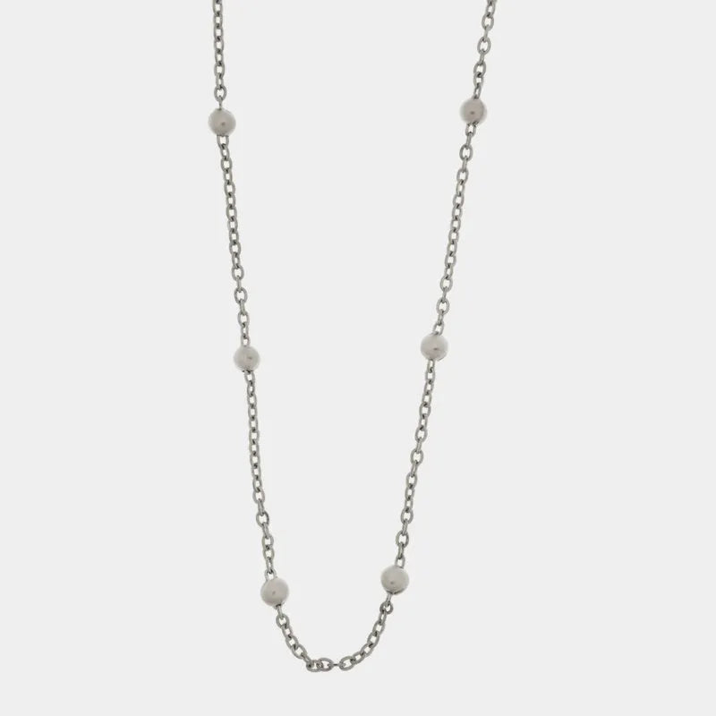 Collana in Acciaio Catena lunga con palline