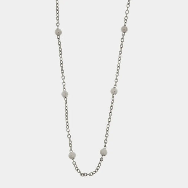 Collana in Acciaio Catena lunga con palline - BYSIMON gioielli