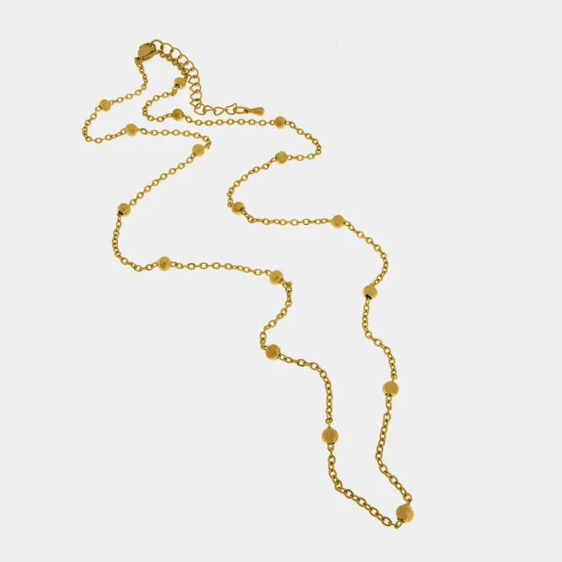 Collana in Acciaio Catena lunga con palline - BYSIMON gioielli
