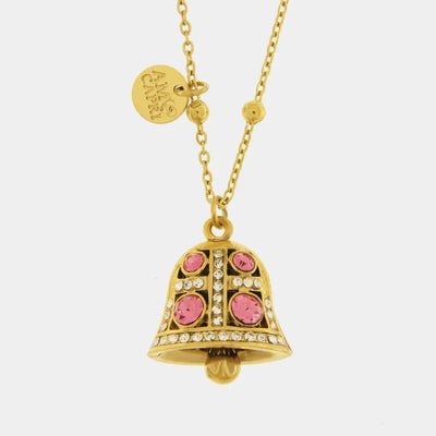 Collana in Acciaio campanella con punti luce rosa - BYSIMON gioielli