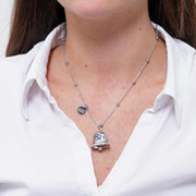 Collana in Acciaio campanella con punti luce blu