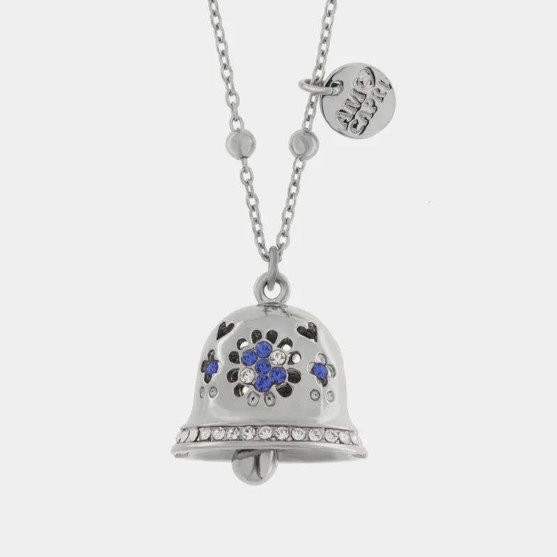 Collana in Acciaio campanella con punti luce blu - BYSIMON gioielli