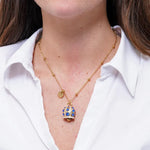 Collana in Acciaio campanella con punti luce blu - BYSIMON gioielli
