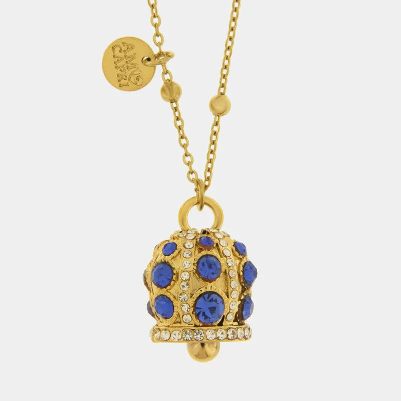 Collana in Acciaio campanella con punti luce blu - BYSIMON gioielli