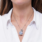 Collana in Acciaio campanella Capri con  strisce blu - BYSIMON gioielli