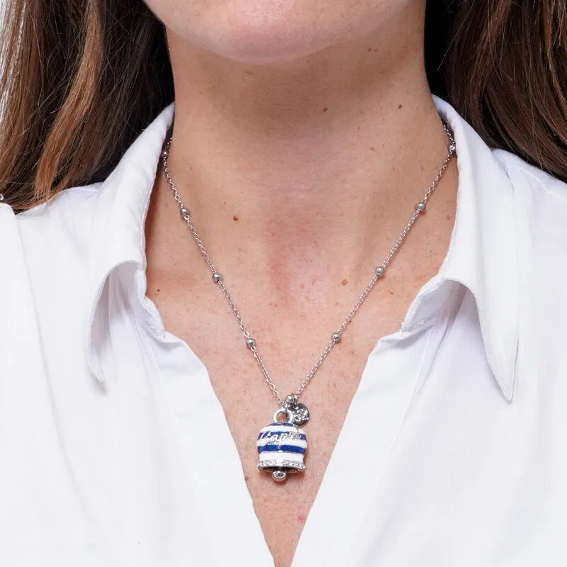 Collana in Acciaio campanella Capri con  strisce blu - BYSIMON gioielli