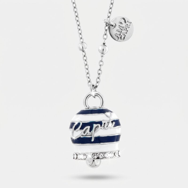 Collana in Acciaio Inossidabile campanella Capri con strisce blu | gioielli in acciaio inossidabile | BYSIMON
