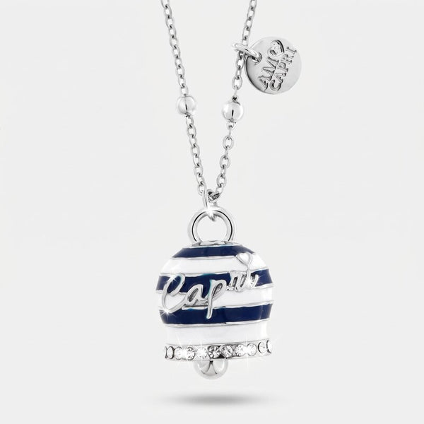 Collana in Acciaio Inossidabile campanella Capri con strisce blu | gioielli in acciaio inossidabile | BYSIMON