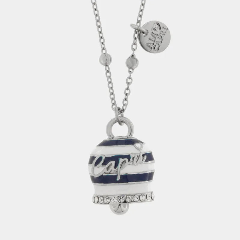 Collana in Acciaio campanella Capri con  strisce blu - BYSIMON gioielli