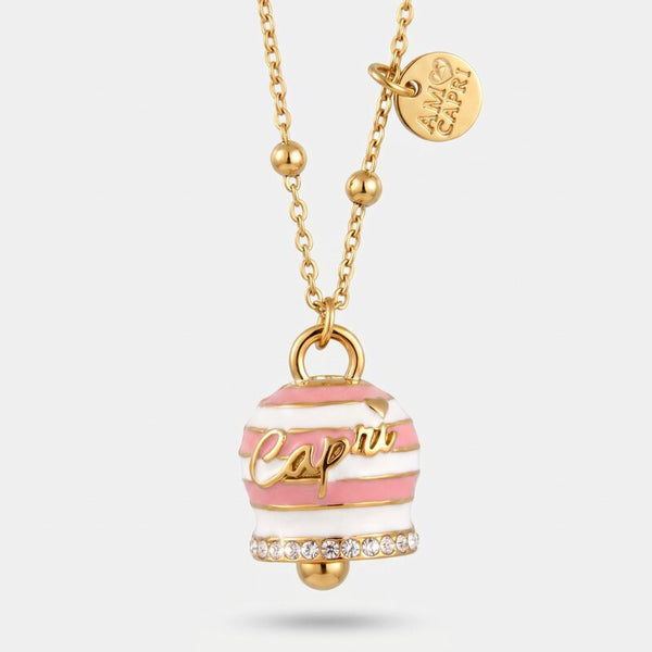Collana in Acciaio campanella Capri con  strisce rosa - BYSIMON gioielli