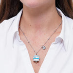 Collana in Acciaio campanella Capri con strisce azzurre - gioiello BySimon