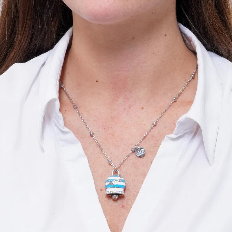 Collana in Acciaio campanella Capri con strisce azzurre - gioiello BySimon