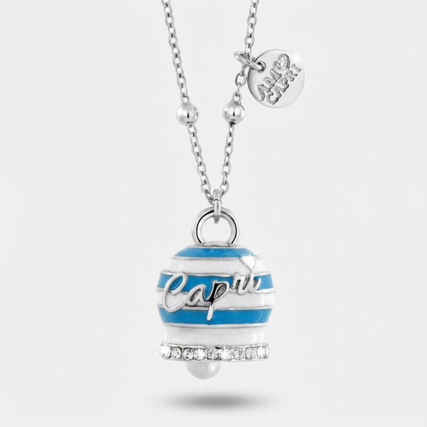 Collana in Acciaio campanella Capri con strisce azzurre - gioiello BySimon