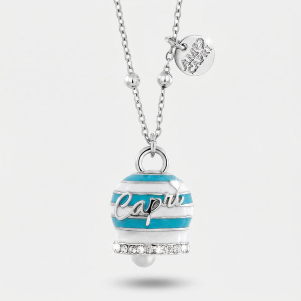 Collana in Acciaio campanella Capri con strisce azzurre - gioiello BySimon