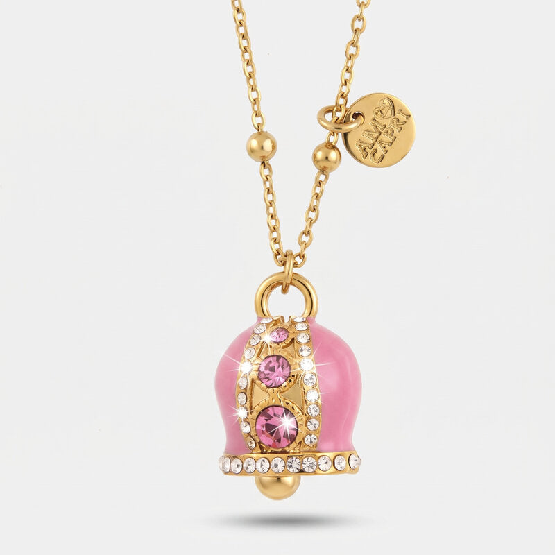 Collana in Acciaio campanella Capri rosa con pois - BYSIMON gioielli