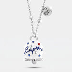 Collana in Acciaio campanella Capri bianca con pois blu - gioiello BySimon