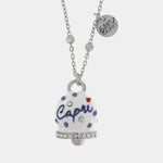 Collana in Acciaio campanella Capri bianca con pois blu - gioiello BySimon