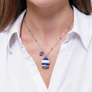 Collana in Acciaio campanella con strisce blu