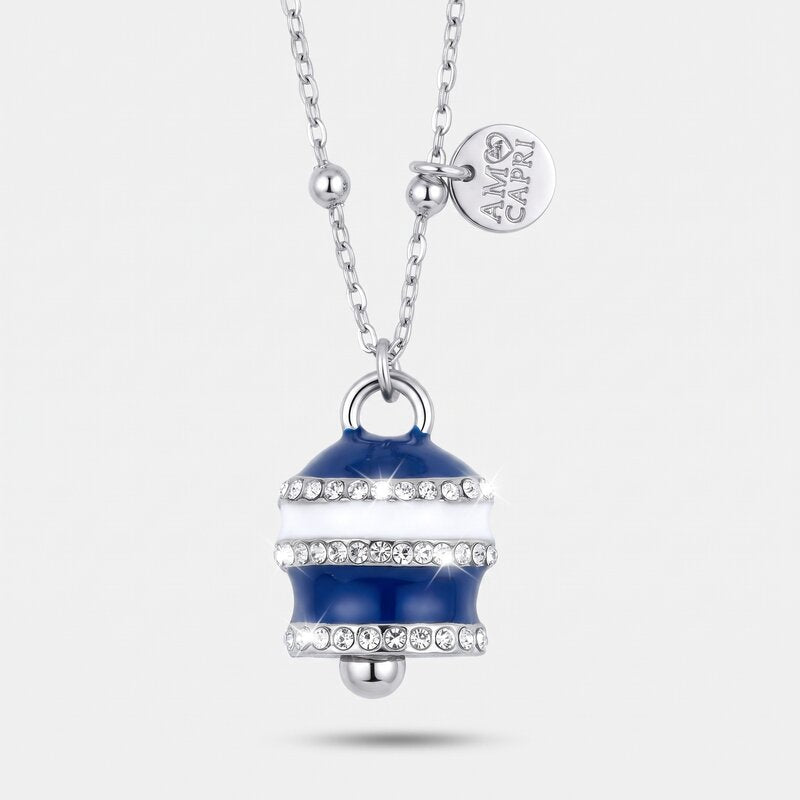 Collana in Acciaio campanella con strisce blu - BYSIMON gioielli