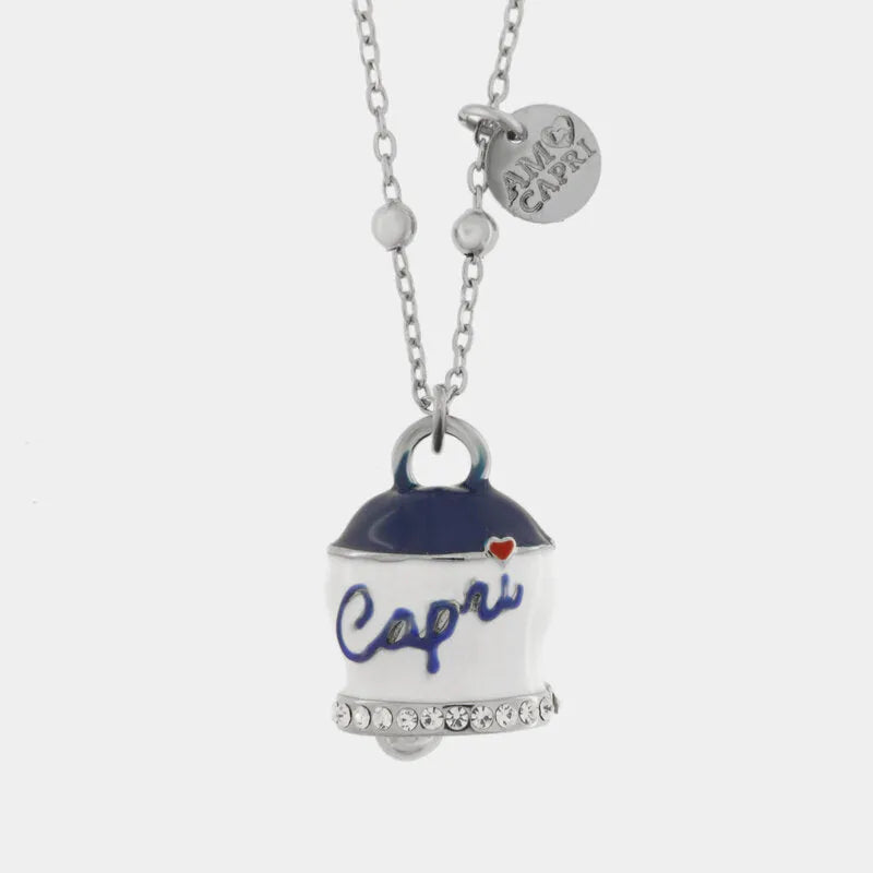 Collana in Acciaio campanella Capri blu e bianca - gioiello BySimon