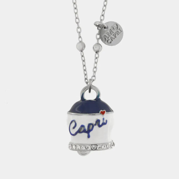 Collana in Acciaio campanella Capri blu e bianca - gioiello BySimon