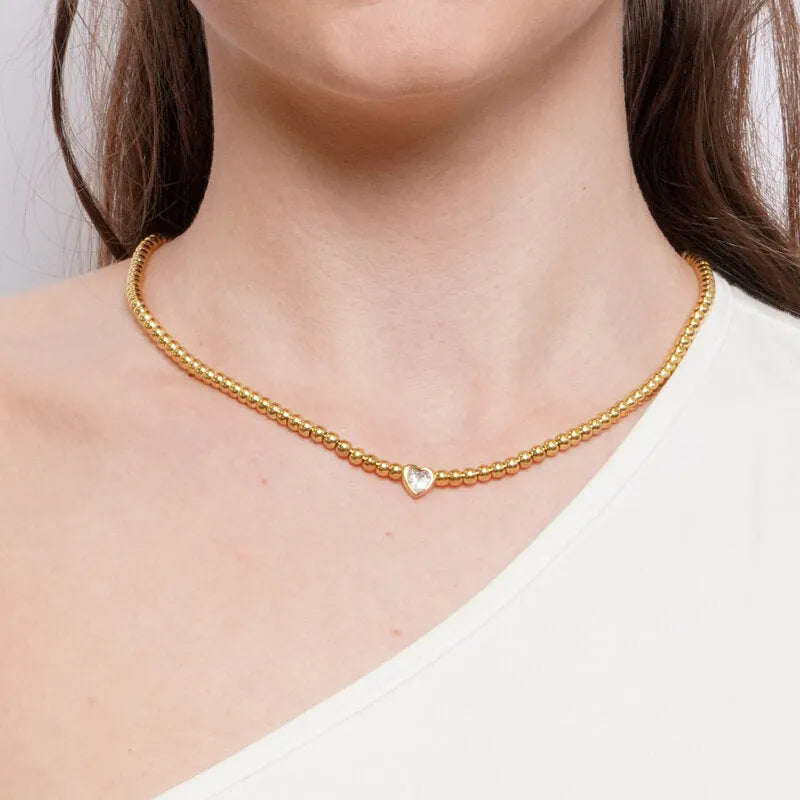 Collana in Acciaio sfere con cuore - BYSIMON gioielli