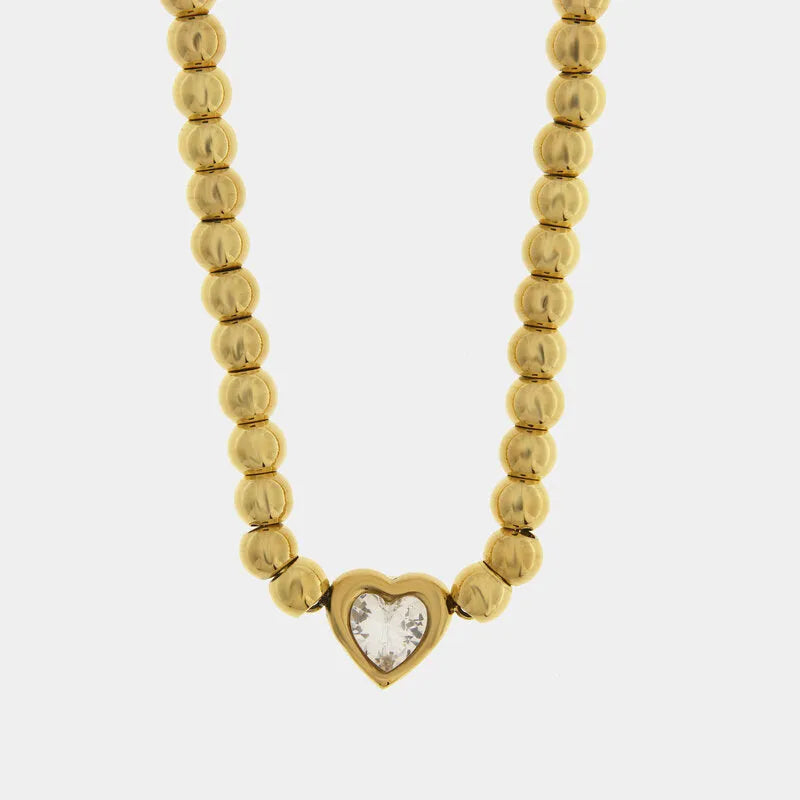 Collana in Acciaio sfere con cuore - BYSIMON gioielli