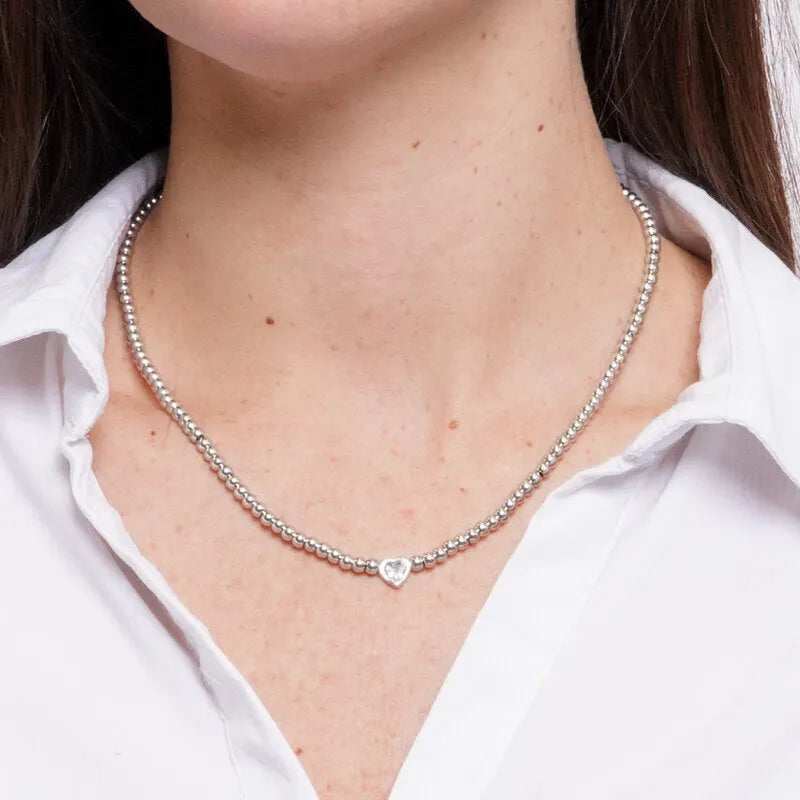 Collana in Acciaio sfere con cuore - BYSIMON gioielli