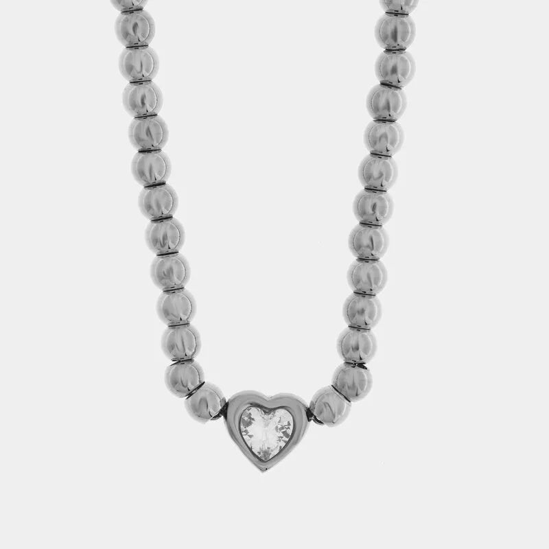Collana in Acciaio sfere con cuore - BYSIMON gioielli
