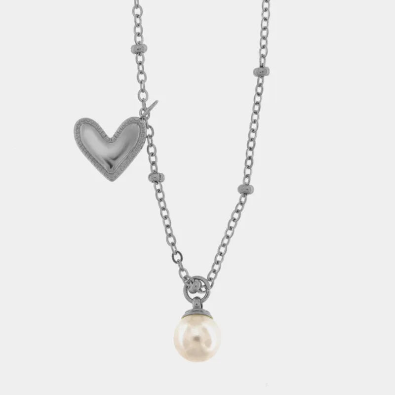 Collana in Acciaio perla con cuore COEUR - gioiello BySimon
