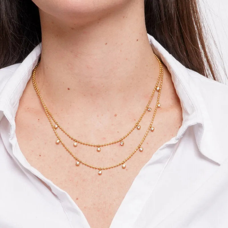 Collana in Acciaio doppia catena con punti luce - BYSIMON gioielli