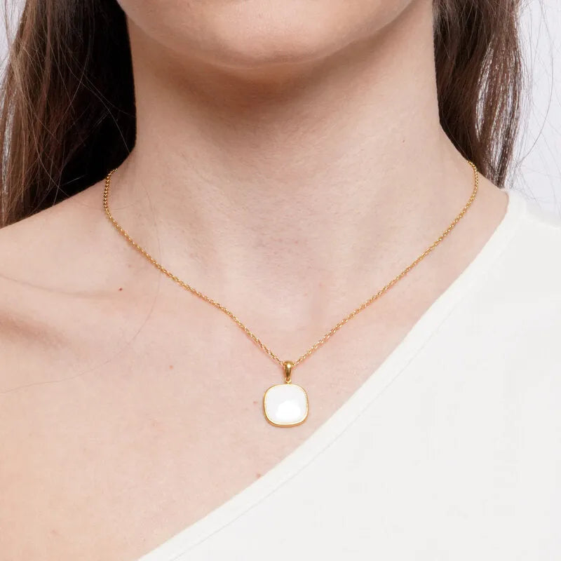 Collana in Acciaio quadrato bianco - BYSIMON gioielli