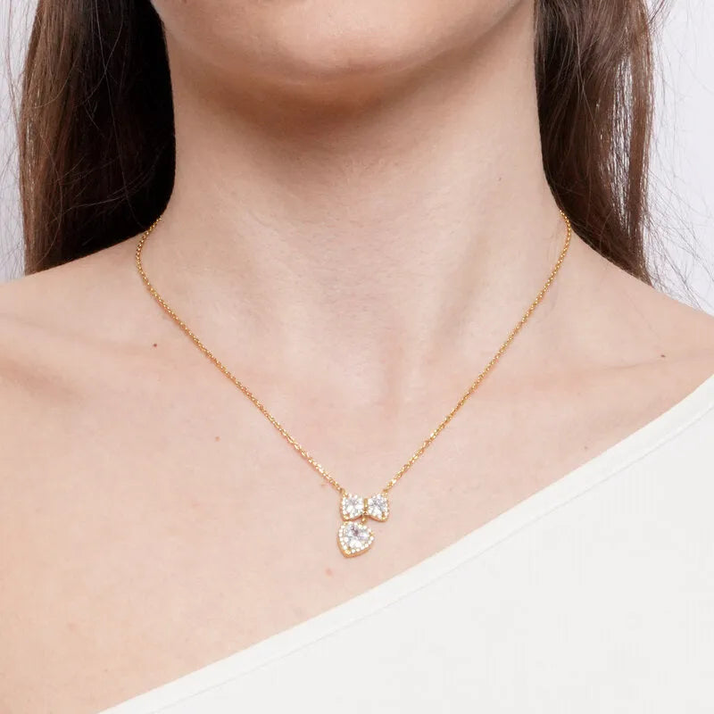 Collana in Acciaio fiocco con cuore - BYSIMON gioielli