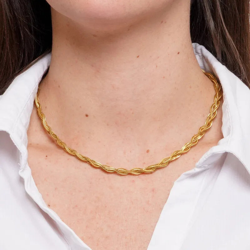 Collana in Acciaio snake intrecciato - BYSIMON gioielli